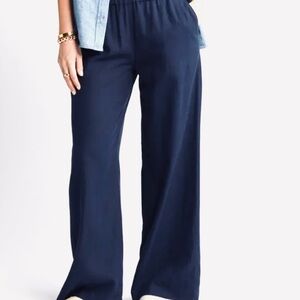Caslon Sz XL Navy Blue Drawstring Pants Wide legs Women’s Linen/Rayon